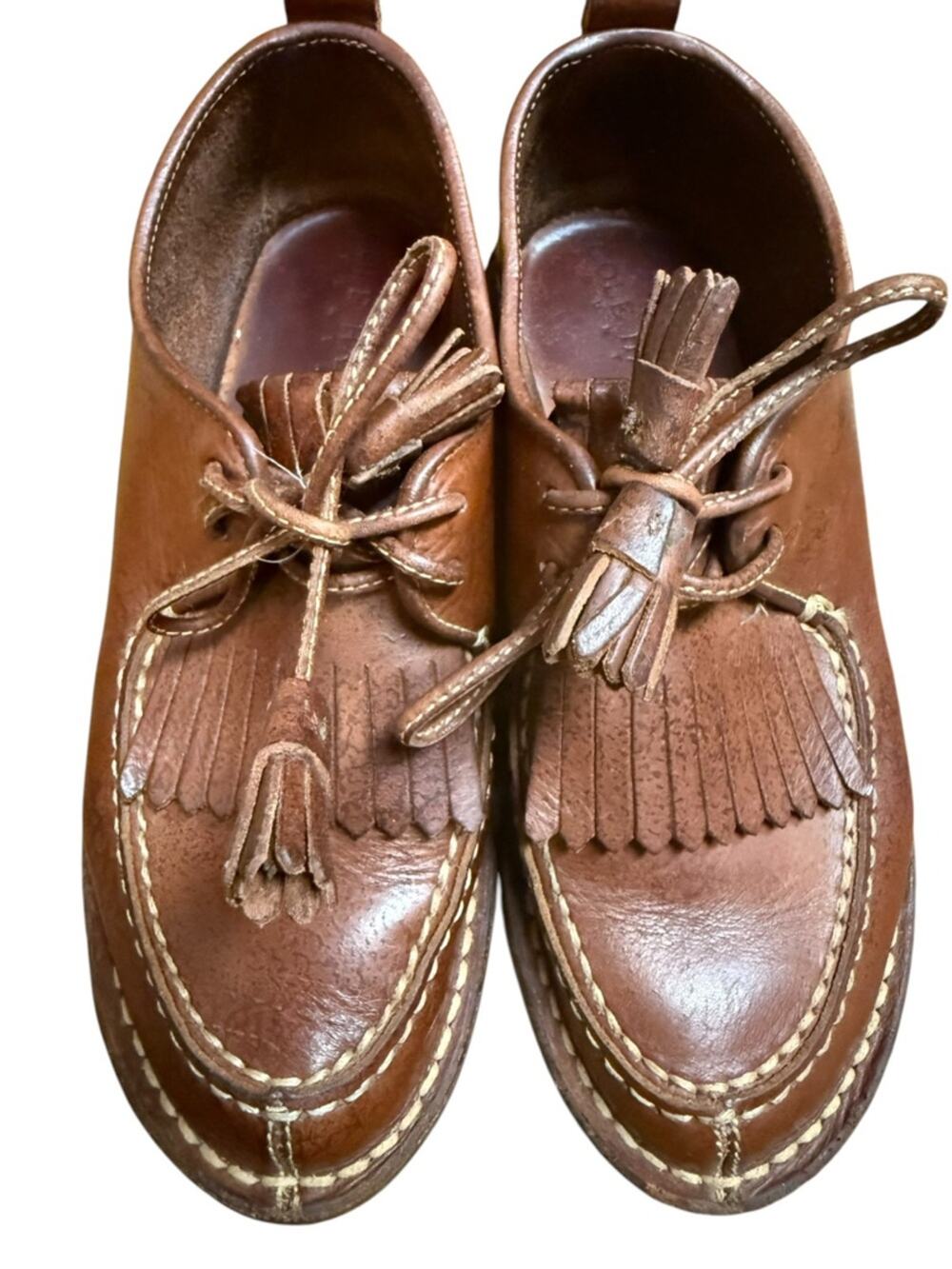 Cole Haan Leather Tassel Kiltie Preppy Lace-Up Loafer Oxford Shoes size 5.5